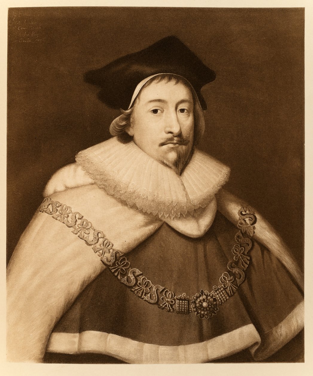 Sir Edward Coke, de &39;James I and VI&39;, impresso por Manzi Joyant und Co. Paris, 1904 (collotype) de Cornelius Janssen van Ceulen