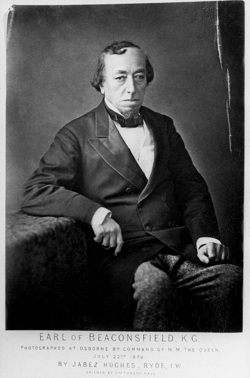 Benjamin Disraeli, 1º Conde de Beaconsfield 1804-1881, estadista conservador britânico, 1878 de Cornelius Jabez Hughes