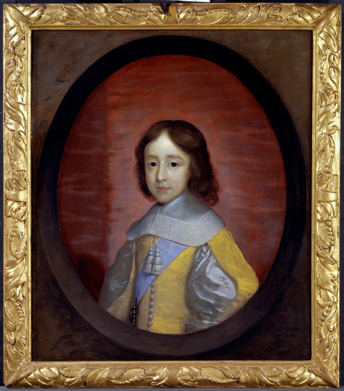 Retrato de Guilherme III de Orange Nassau (1650-1702) (William III da Inglaterra), criança (William III, Príncipe de Orange, quando criança) - Pintura de Cornelis Janssens van Ceulen (1593-1661), óleo sobre madeira de Cornelius Janssen van Ceulen