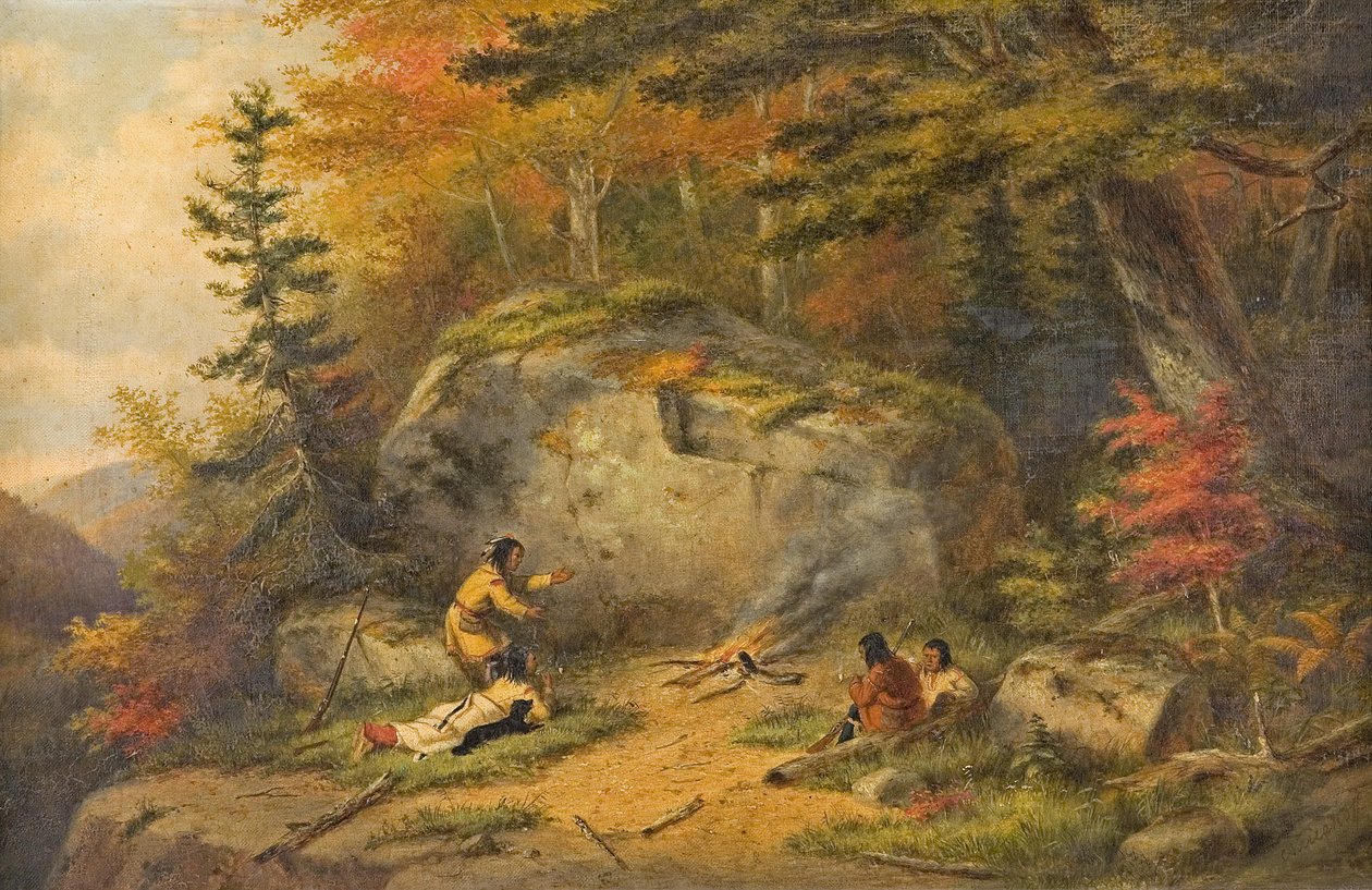 "Autumn in West Canada, Chippeway Indians", pintura a óleo de Cornelius Krieghoff, 1865 de Cornelius Krieghoff