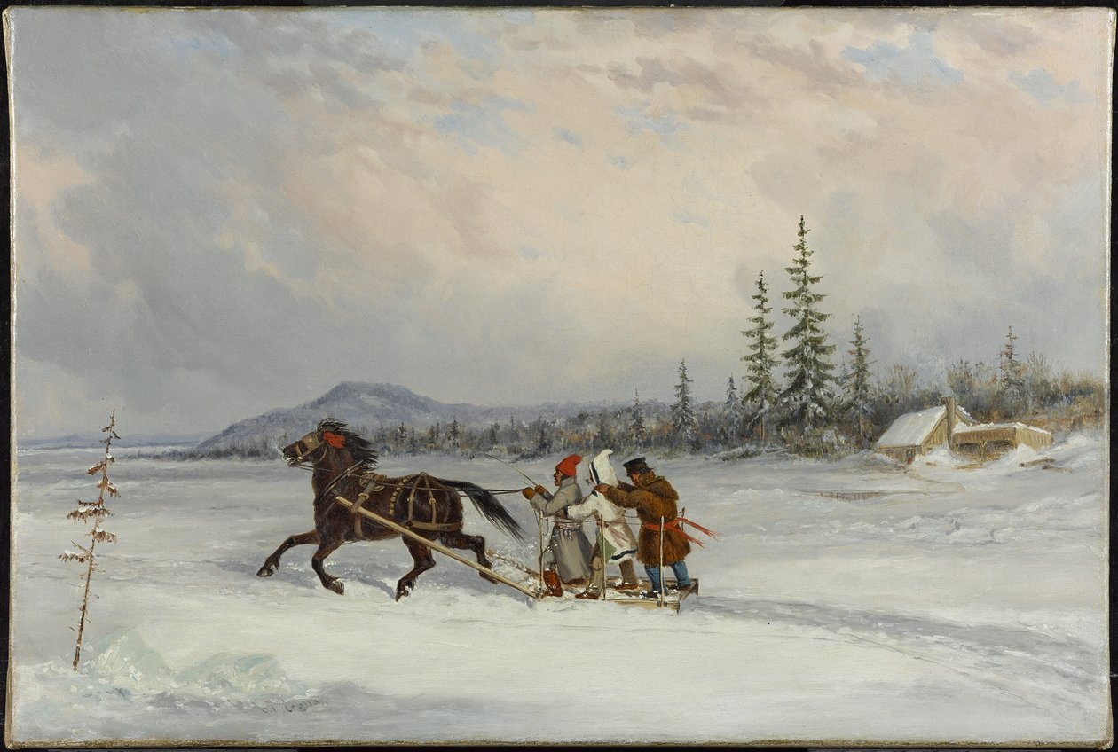 Habitantes de trenó, c.1855 de Cornelius Krieghoff
