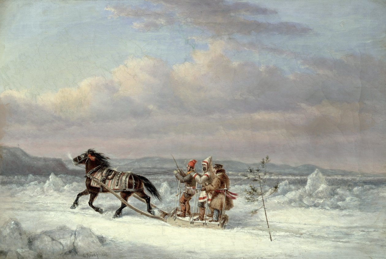 Caçadores em Trenó Horsedrawn de Cornelius Krieghoff