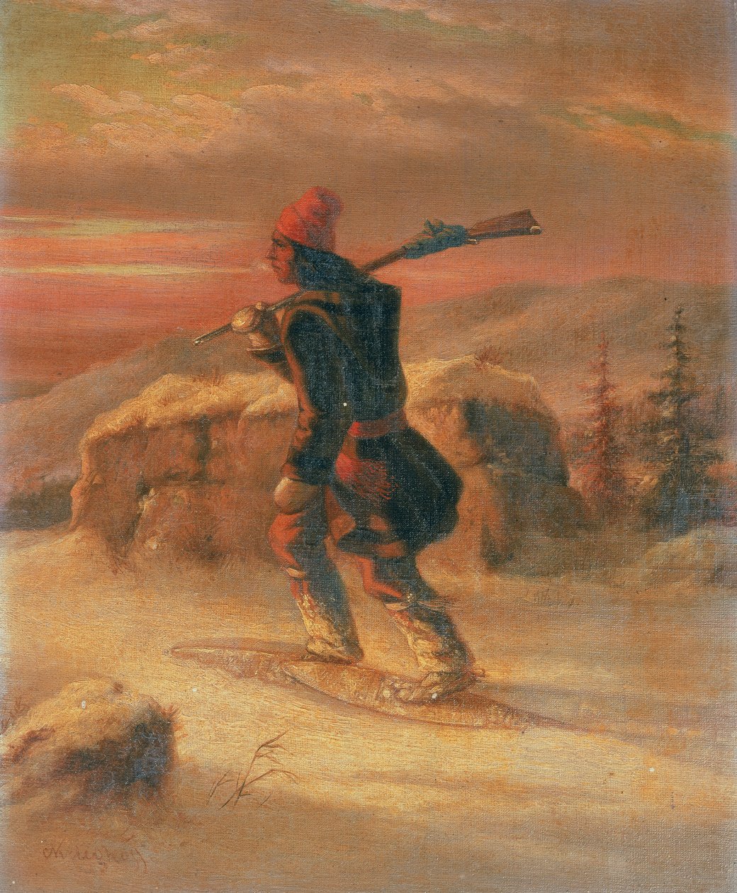 Caçador indiano na neve de Cornelius Krieghoff