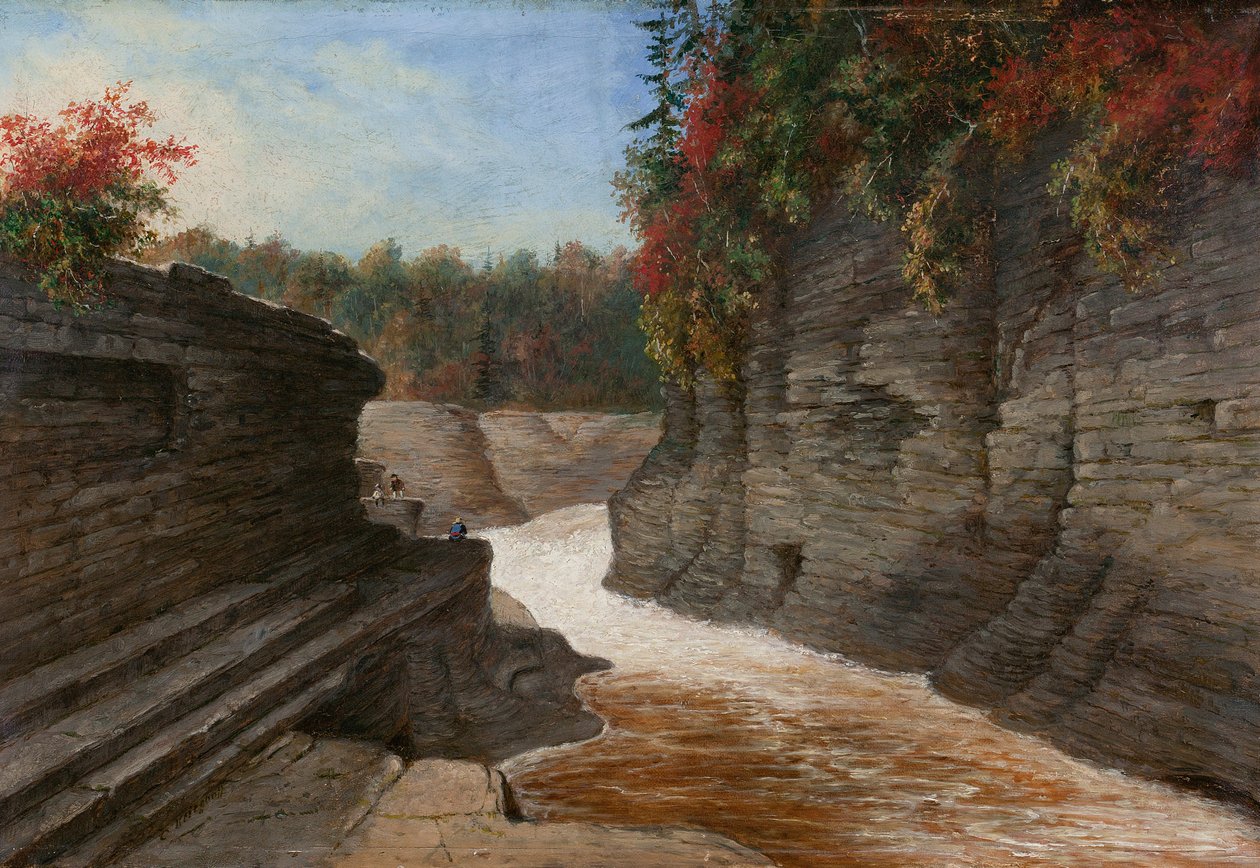 Desfiladeiro do rio, outono de Cornelius Krieghoff