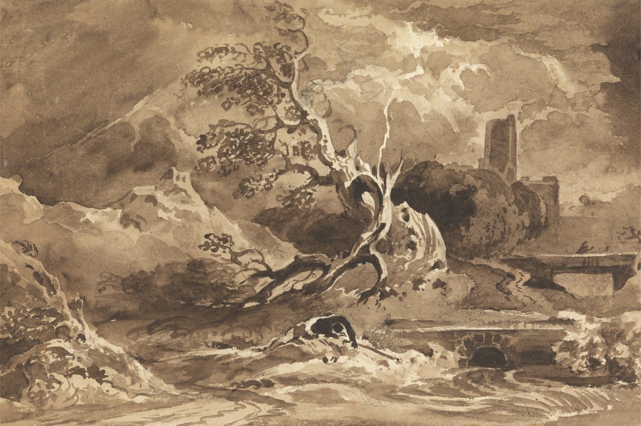 Uma árvore destruída por um raio de Cornelius Varley