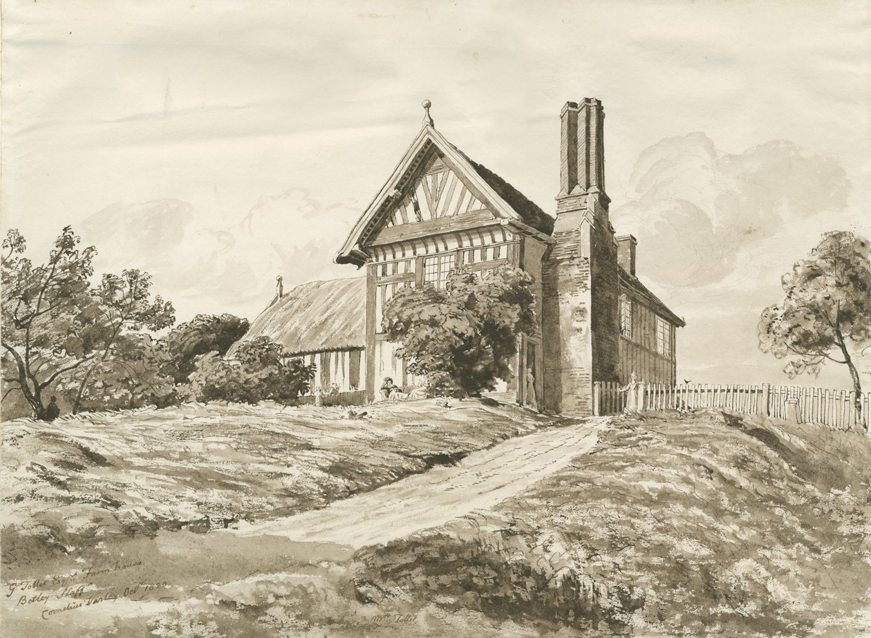 Betley - Fazenda: desenho a caneta e sépia, outubro de 1820 (desenho) de Cornelius Varley