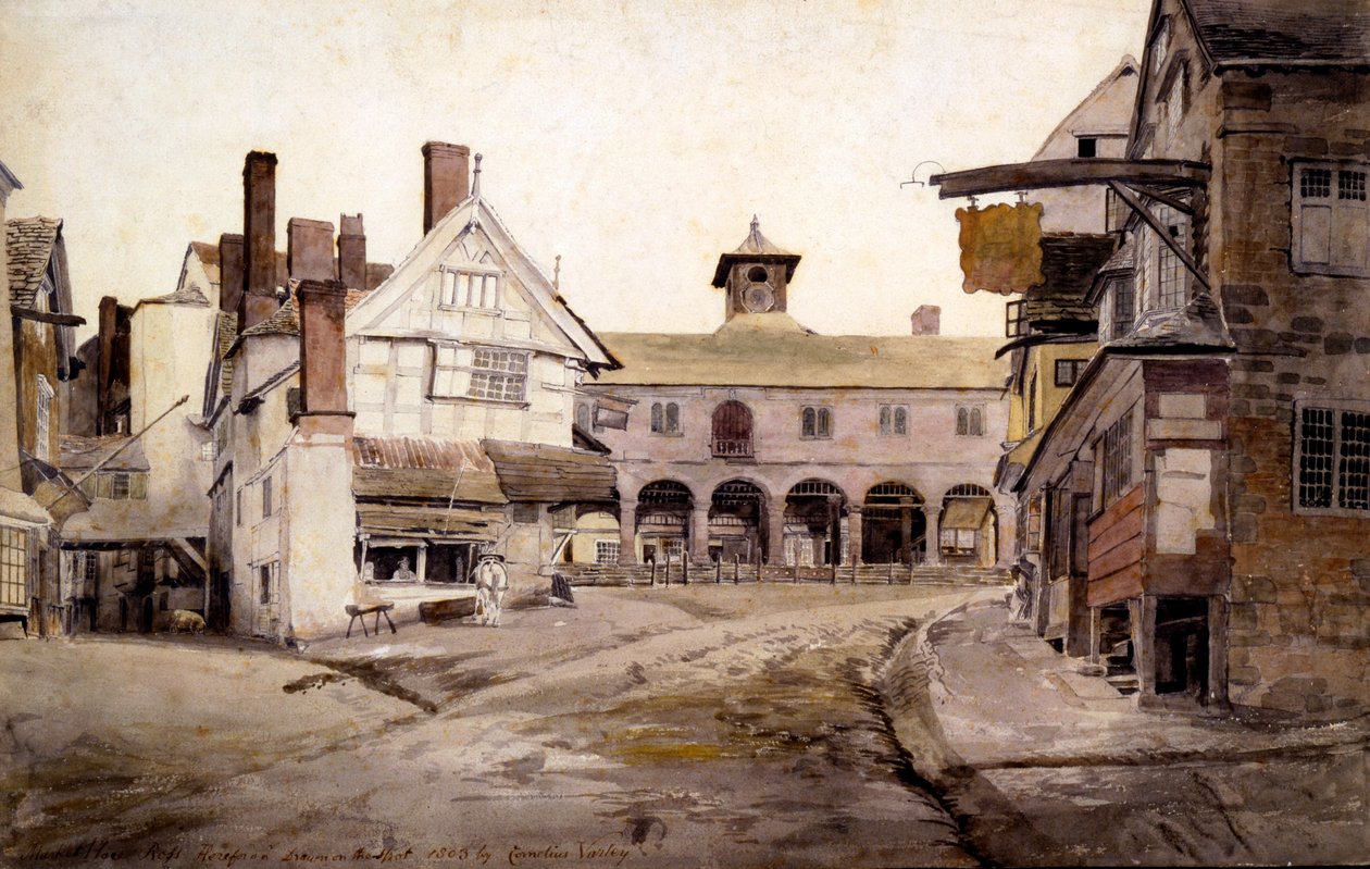 O Market Place, Ross, Hertfordshire, 1803 de Cornelius Varley