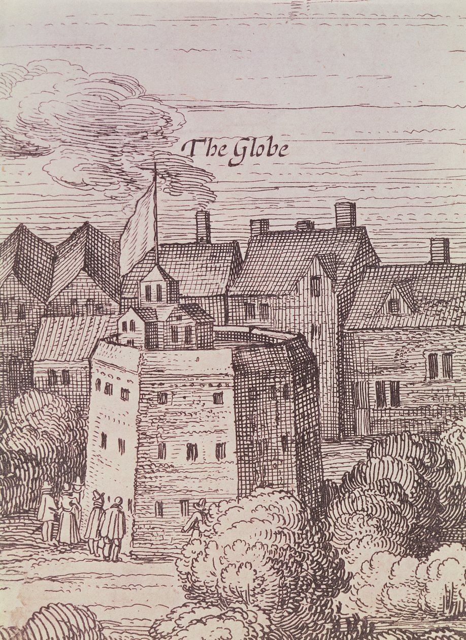 The Globe Theatre, detalhe de uma gravura de Cornelius de Visscher