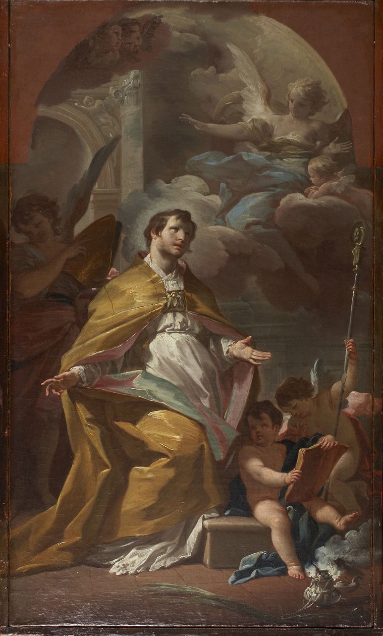 Santo bispo em oração de Corrado Giaquinto