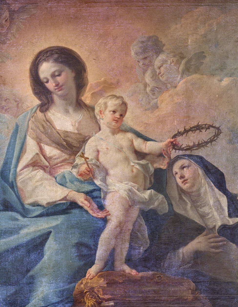 Igreja do SS Salvatore, interior, Altar do Rosário, Nossa Senhora do Rosário, tela de Corrado Giaquinto (1703-1766), pormenor, Poggiardo, Lecce, Puglia (foto) de Corrado Giaquinto