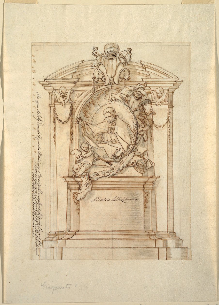 Desenho, Projeto de um monumento, ca. 1750 de Corrado Giaquinto