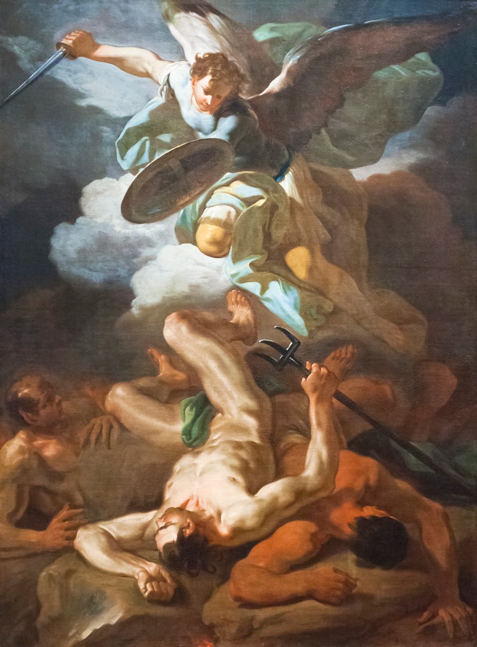 São Miguel Arcanjo Derrota Satanás (óleo sobre tela) de Corrado Giaquinto