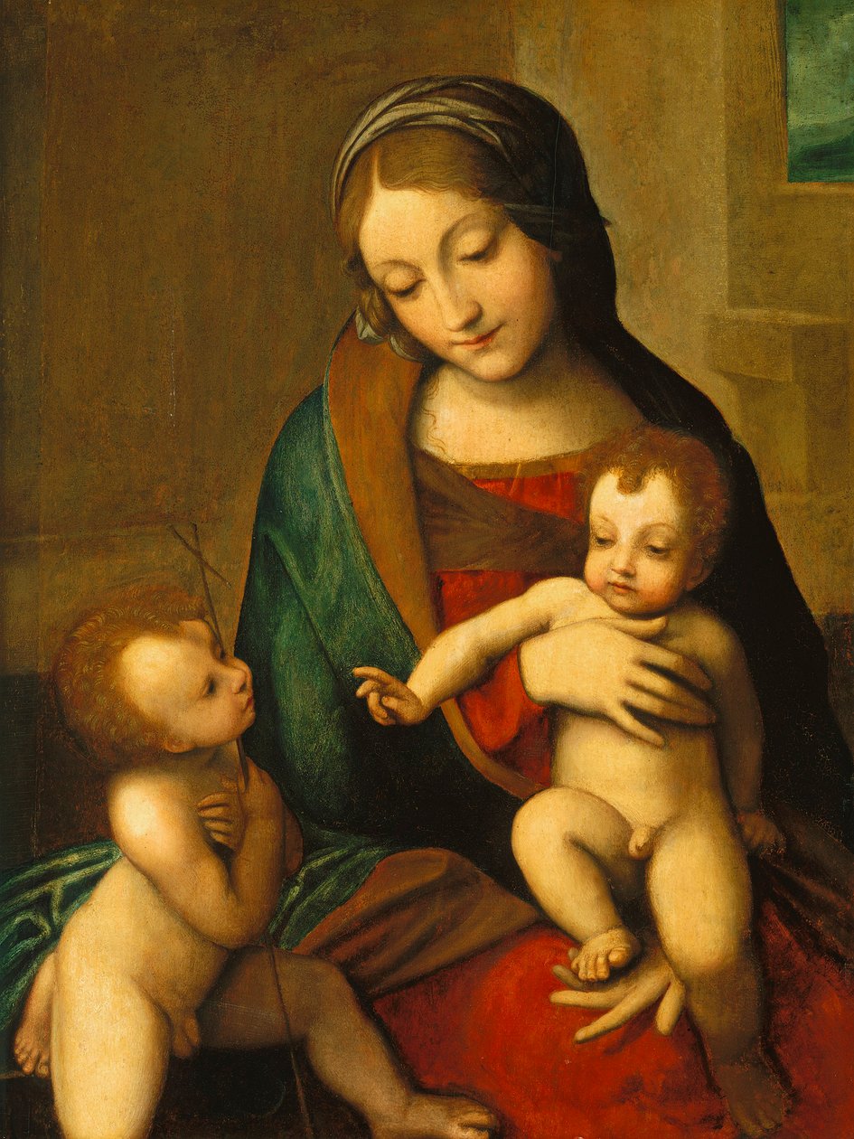 Madonna e Criança com o Menino São João, c. 1510 de Antonio da Correggio