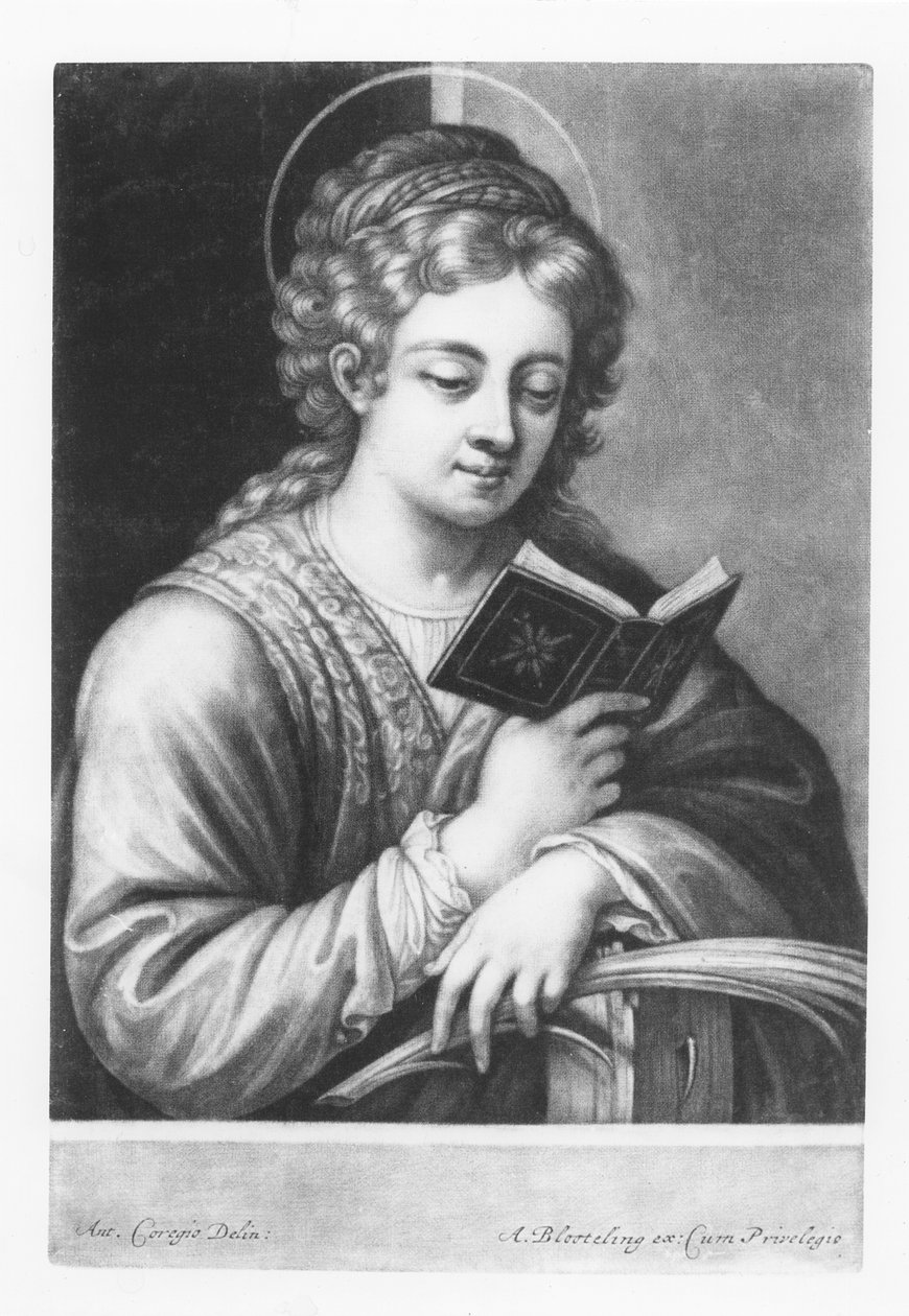 Santa Catarina, gravada por Abraham Blooteling (1640-90) 1684 de Antonio da Correggio