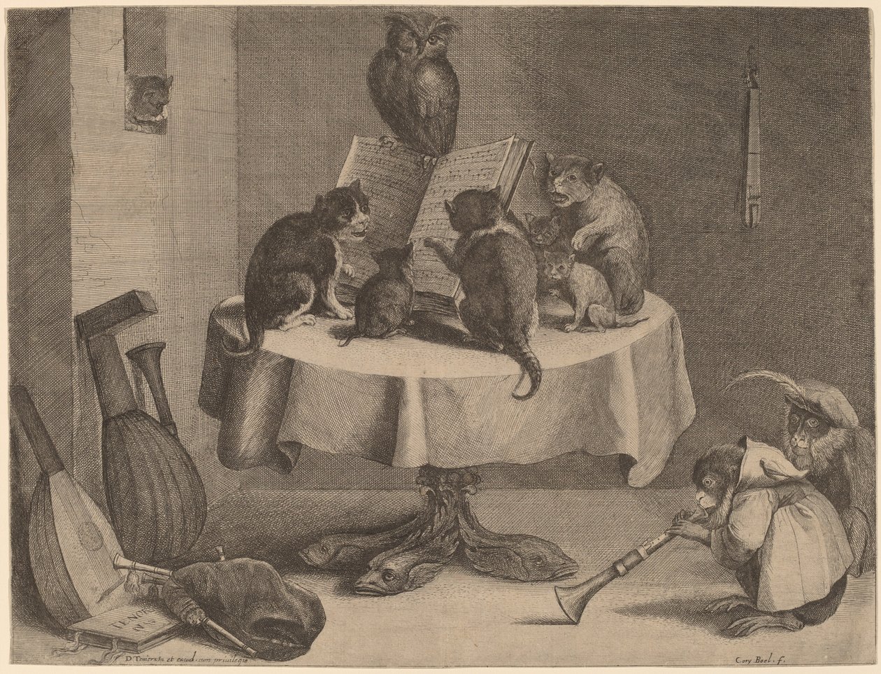 O concerto do gato de Coryn Boel after David Teniers the Younger