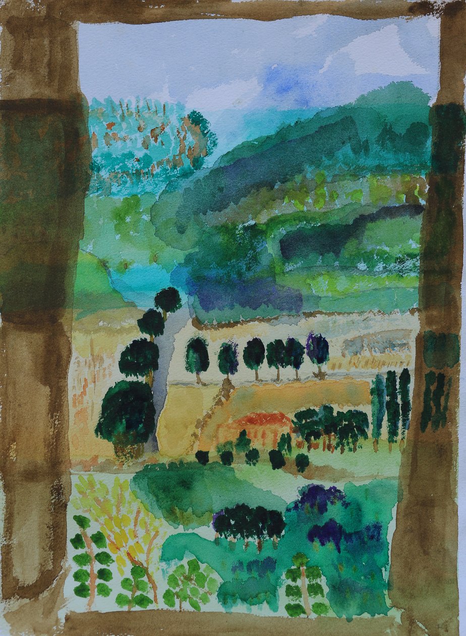 Vista dos campos da janela de Cosima Duggal