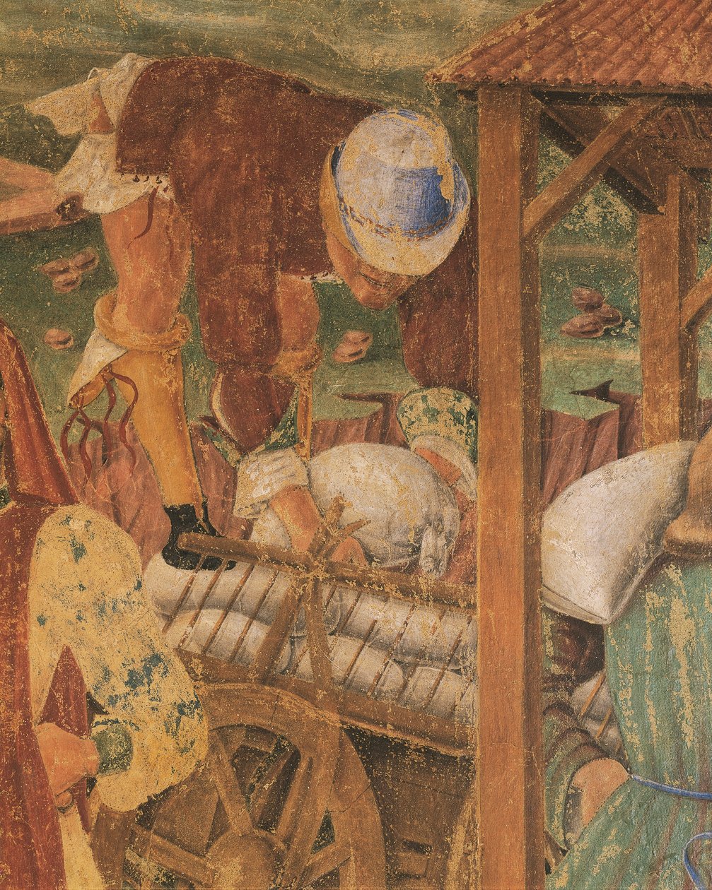 Mercador no trabalho, detalhe de Triumph of Ceres, cena do Mês de Agosto, atribuída a Cosimo Tura de Cosimo (attr. to) Tura