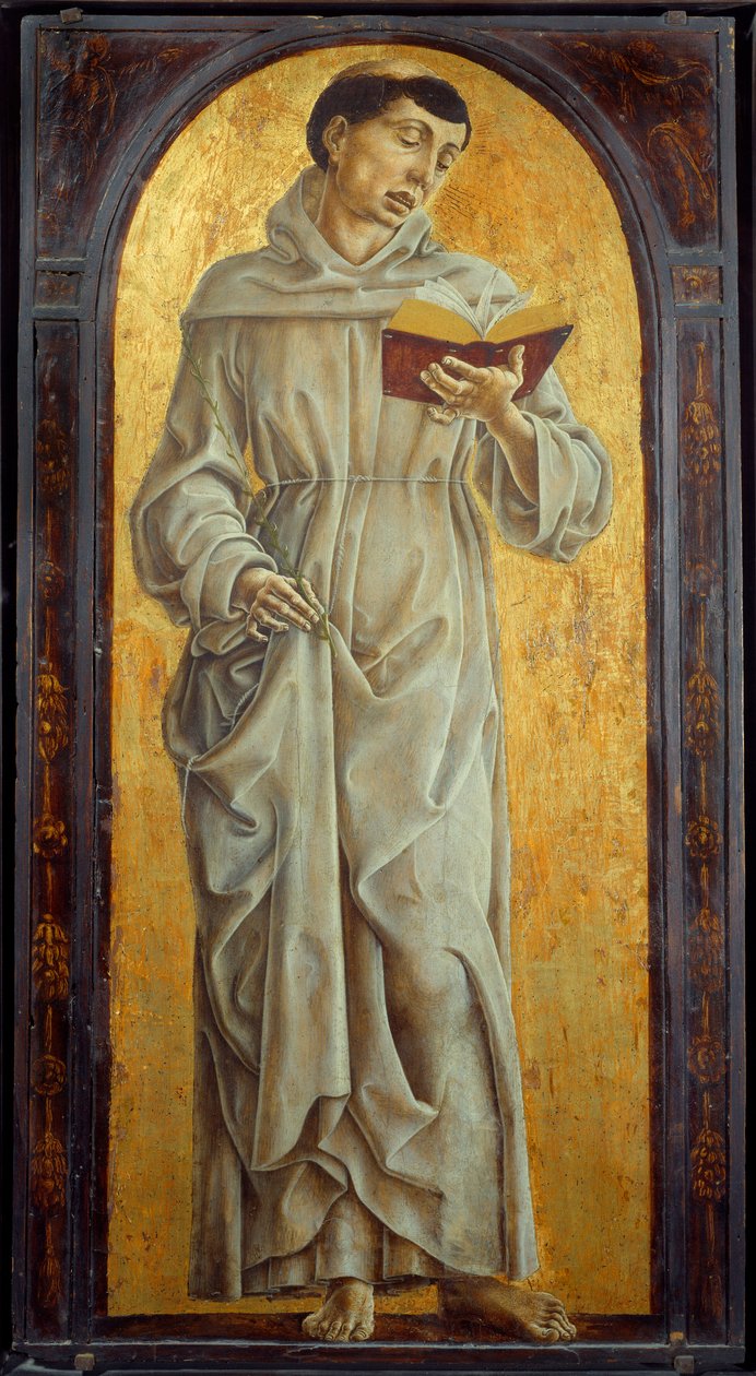 Santo António de Pádua leitura (san antonio di padova) Pintura em madeira pelo Cosme Tura (1430-1495) Sol. 0,71x0,31 m de Cosimo Tura