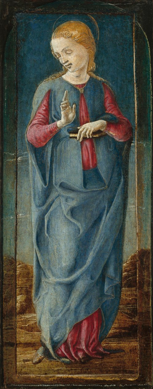 A Virgem Anunciada [painel central direito], c.1470-1480 (têmpera e esmalte sobre painel) de Cosimo Tura