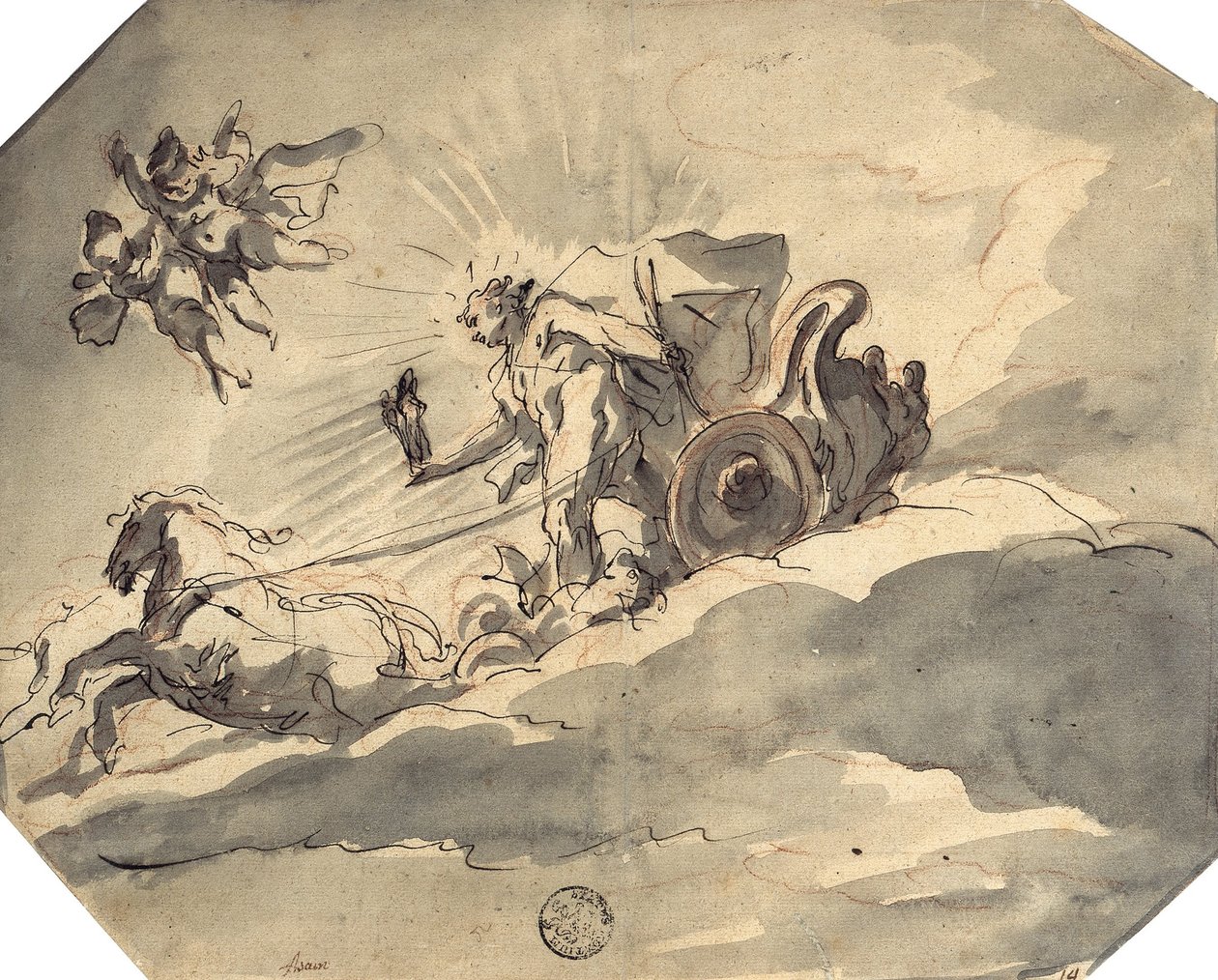 Apolo em sua carruagem de Cosmas Damian Asam