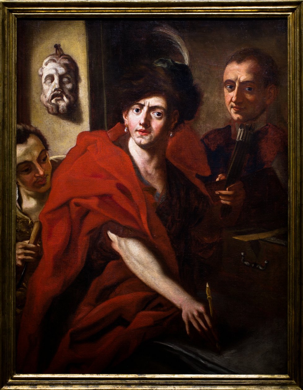 Autorretrato com os seus irmãos de Cosmas Damian Asam