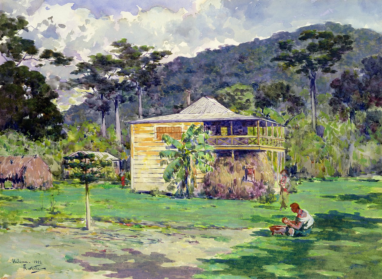Vailima, 1892, casa de Robert Louis Stevenson em Samoa de Count Girolamo Pieri Nerli