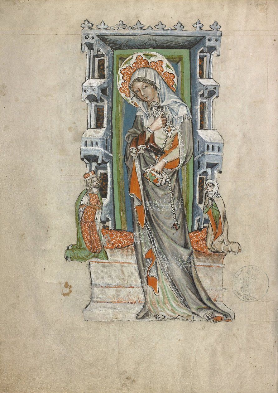 Santa Edwiges da Silésia com Duque Ludwig de Legnica e Brieg e Duquesa Agnés, 1353 de Court workshop of Duke Ludwig I