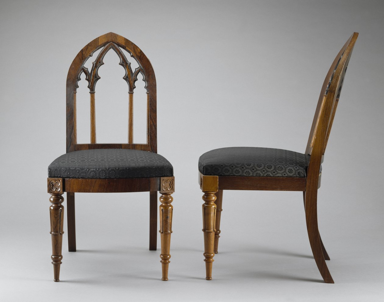 Par de cadeiras laterais, c. 1844 (pau-rosa; freixo) de Crawford Riddell