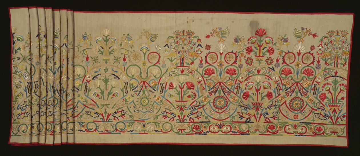 Borda com Saia Estampada (linho e algodão bordados) de Cretan School