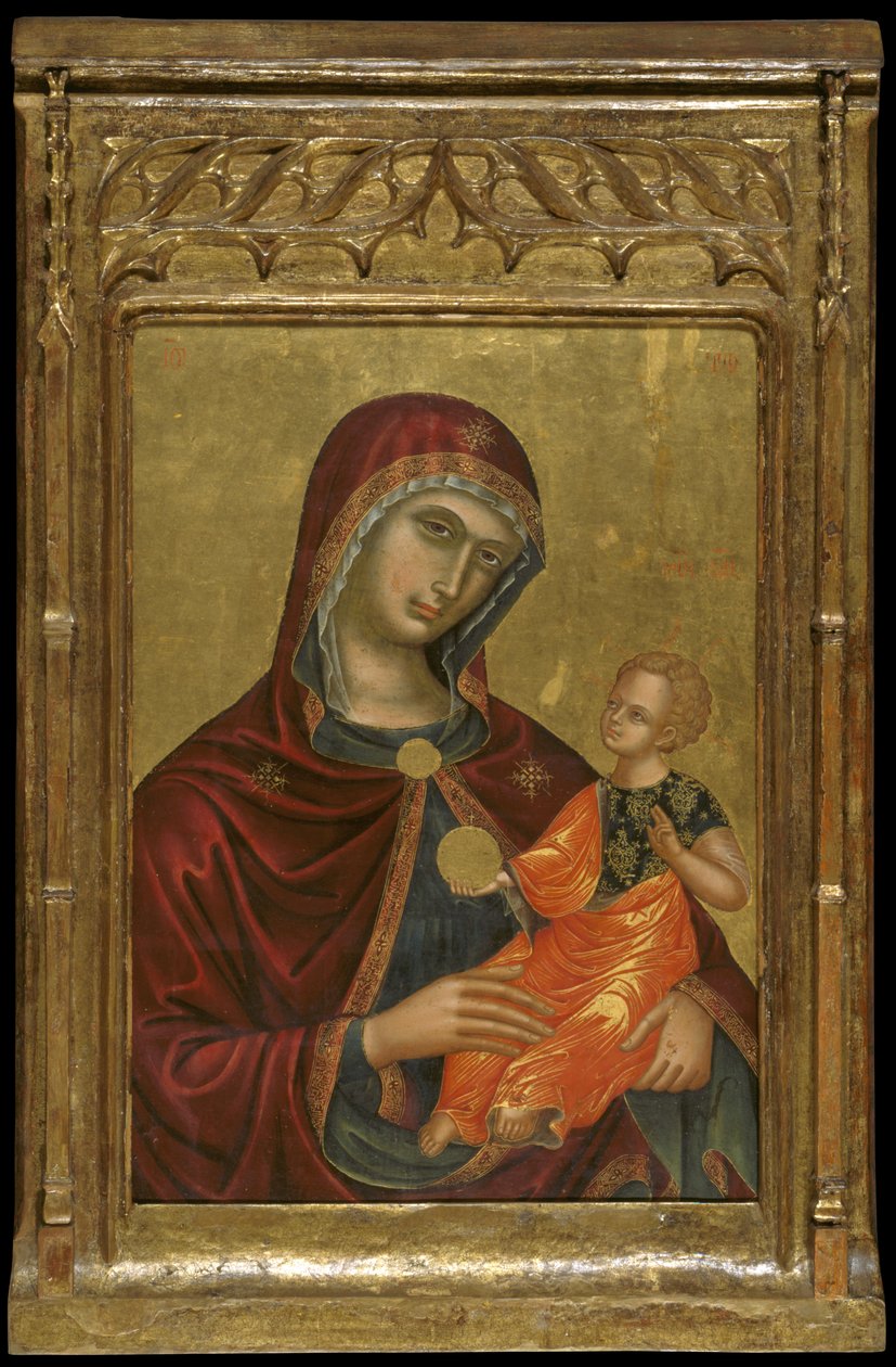 Ícone da Virgem Mãe da Consolação (tempera de ovo e folha de ouro no painel) de Cretan School