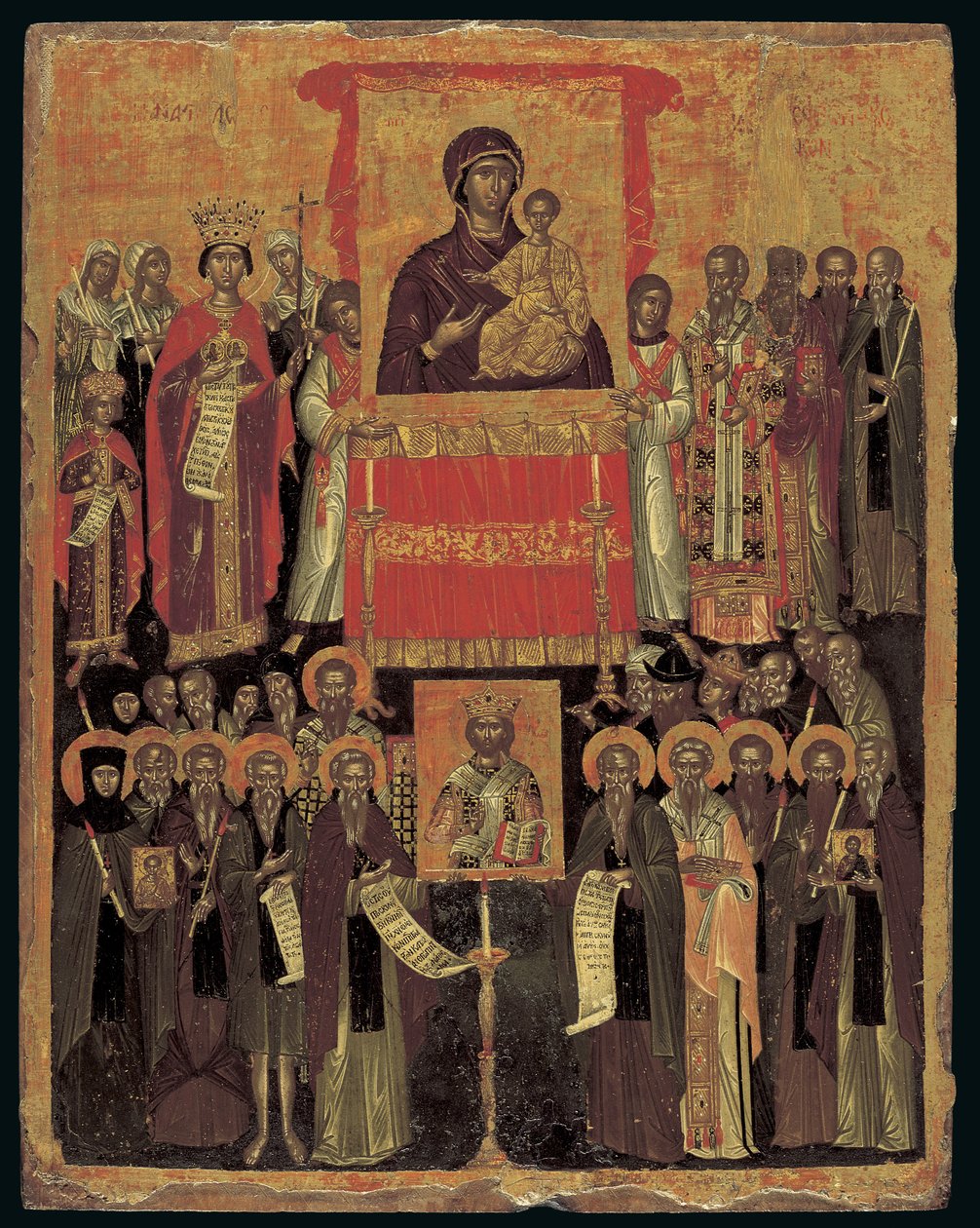 A Restauração dos Ícones (tempera de ovo no painel) de Cretan School