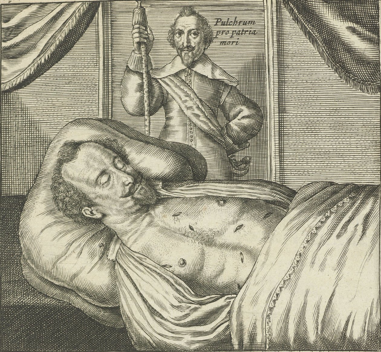 Cadáver de Sebastian of The Lane, deitado no estado de Crispijn van de Passe
