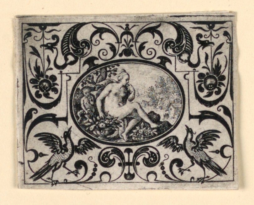 Sentido do Gosto, Prato de Quinque sensum typi in usum aurifabroru exarati (Imagens dos cinco sentidos gravadas em benefício do ourives) de Crispijn de Passe the Elder