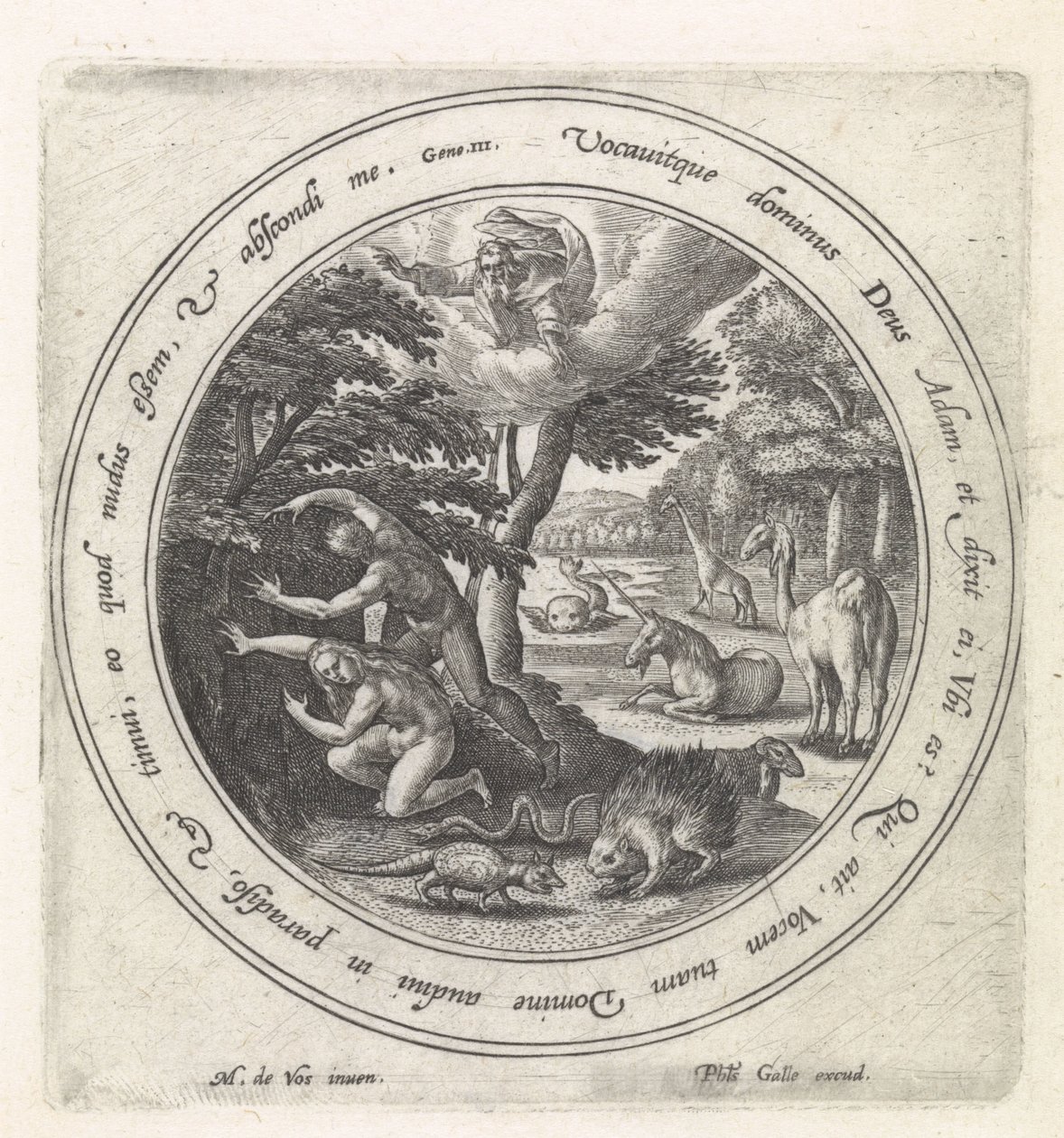 Adão e Eva se escondem de Deus História de Adão e Eva (título da série) de Crispijn van de Passe (I)