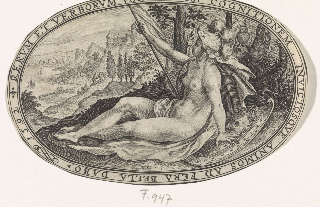 Minerva
Deuses e deusas envolvidas no julgamento de Paris (título da série) de Crispijn van de Passe (I)