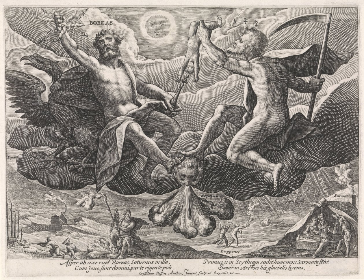 Vento Norte Boreas (título no objeto) Os Quatro Ventos (título da série) de Crispijn van de Passe (I)