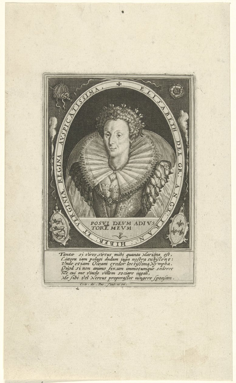 Retrato de Elizabeth I Tudor Inglês Real (título da série) de Crispijn van de Passe (I)