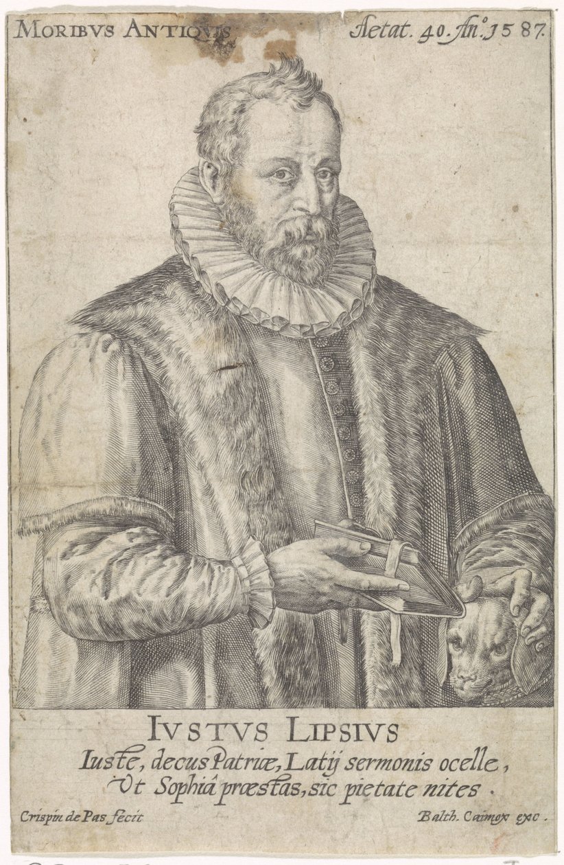 Retrato de Justus Lipsius Moribvs Antiqvis (título no objeto) de Crispijn van de Passe (I)