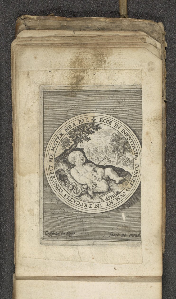 Putto com coração perfurado Putti retratando a palavra de Deus (título da série) Verbum Dei (título da série) de Crispijn van de Passe (I)