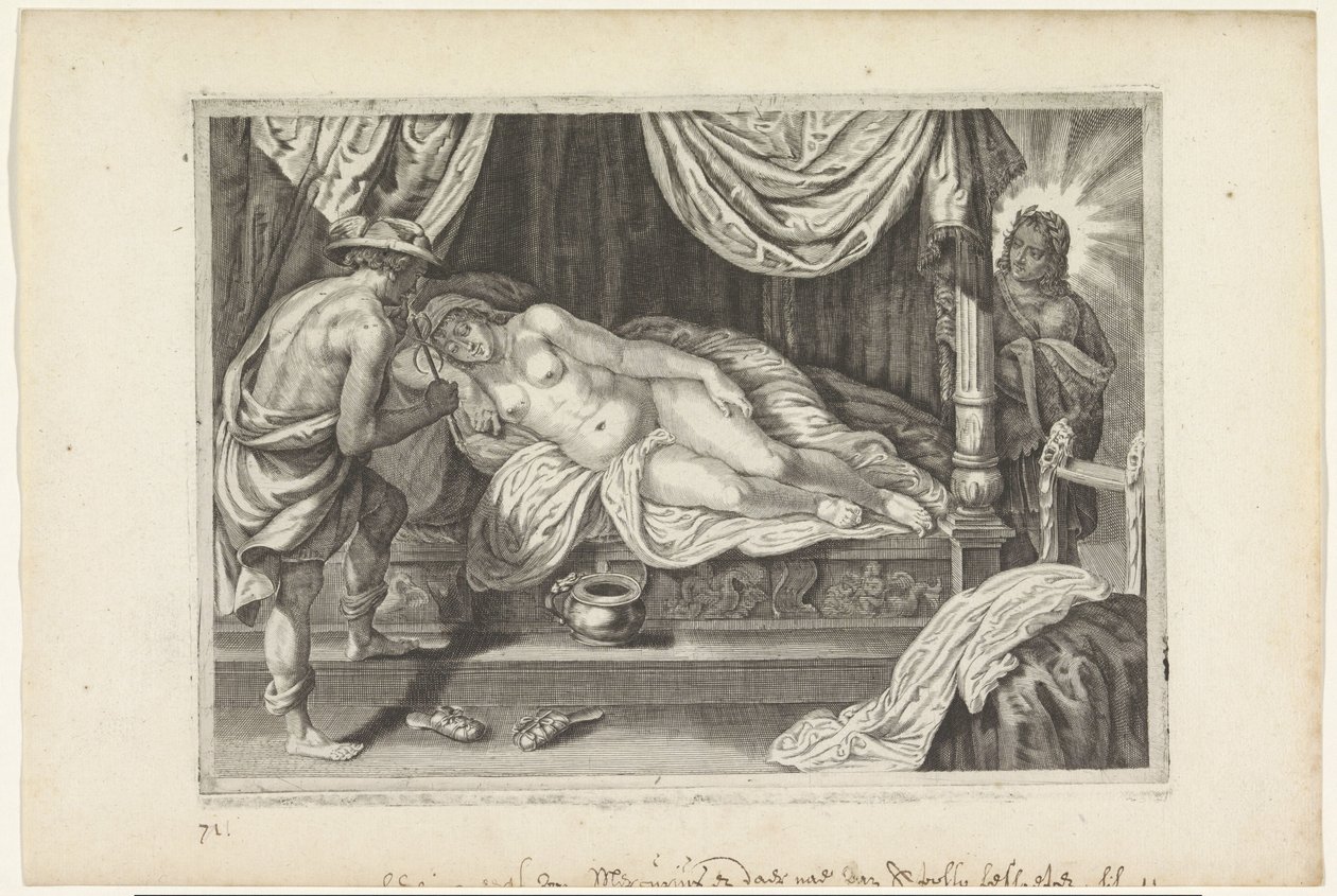 Apolo e Mercúrio visitam Chione Metamorfosen van Ovidius (título da série) de Crispijn van de Passe (II)