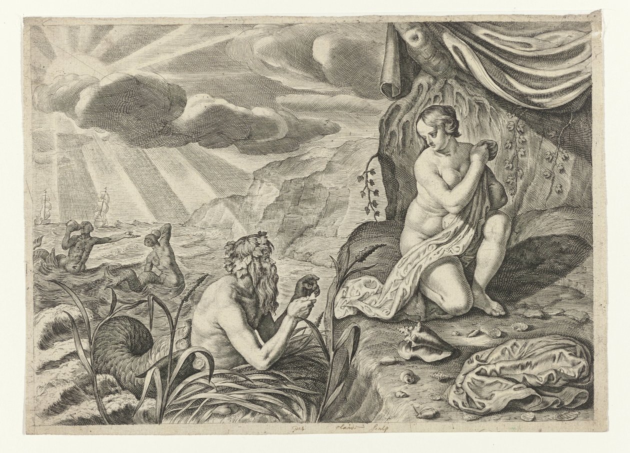 Scylla em fuga de Glaucus
Glauci apaixonado por Scylla (título sobre o objecto)
Metamorfoses de Ovid (título da série) de Crispijn van de Passe (II)