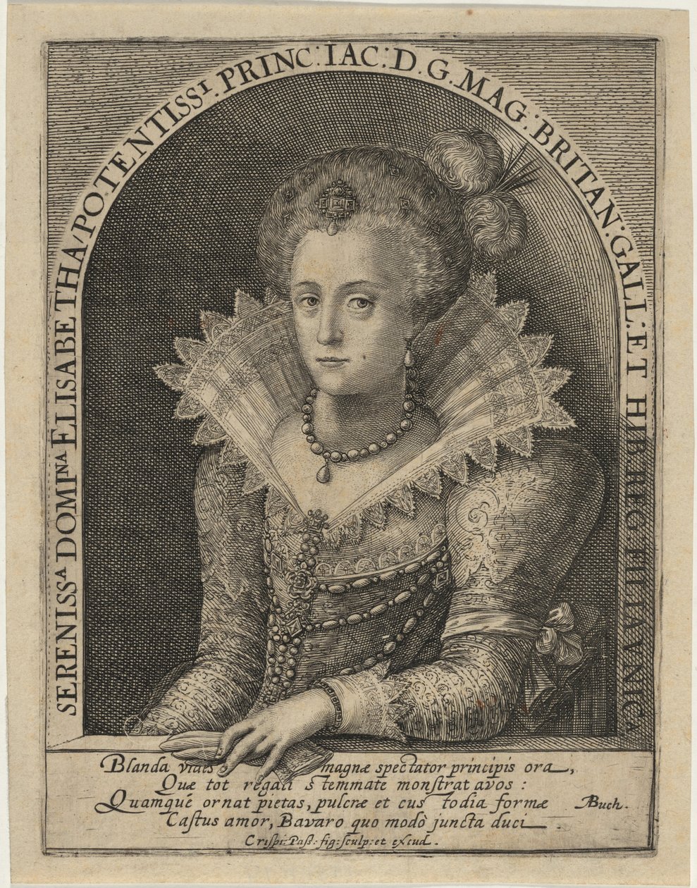 Isabel, princesa, esposa do eleitor palatino Frederico V, rei da Boémia de Crispijn van de Passe I