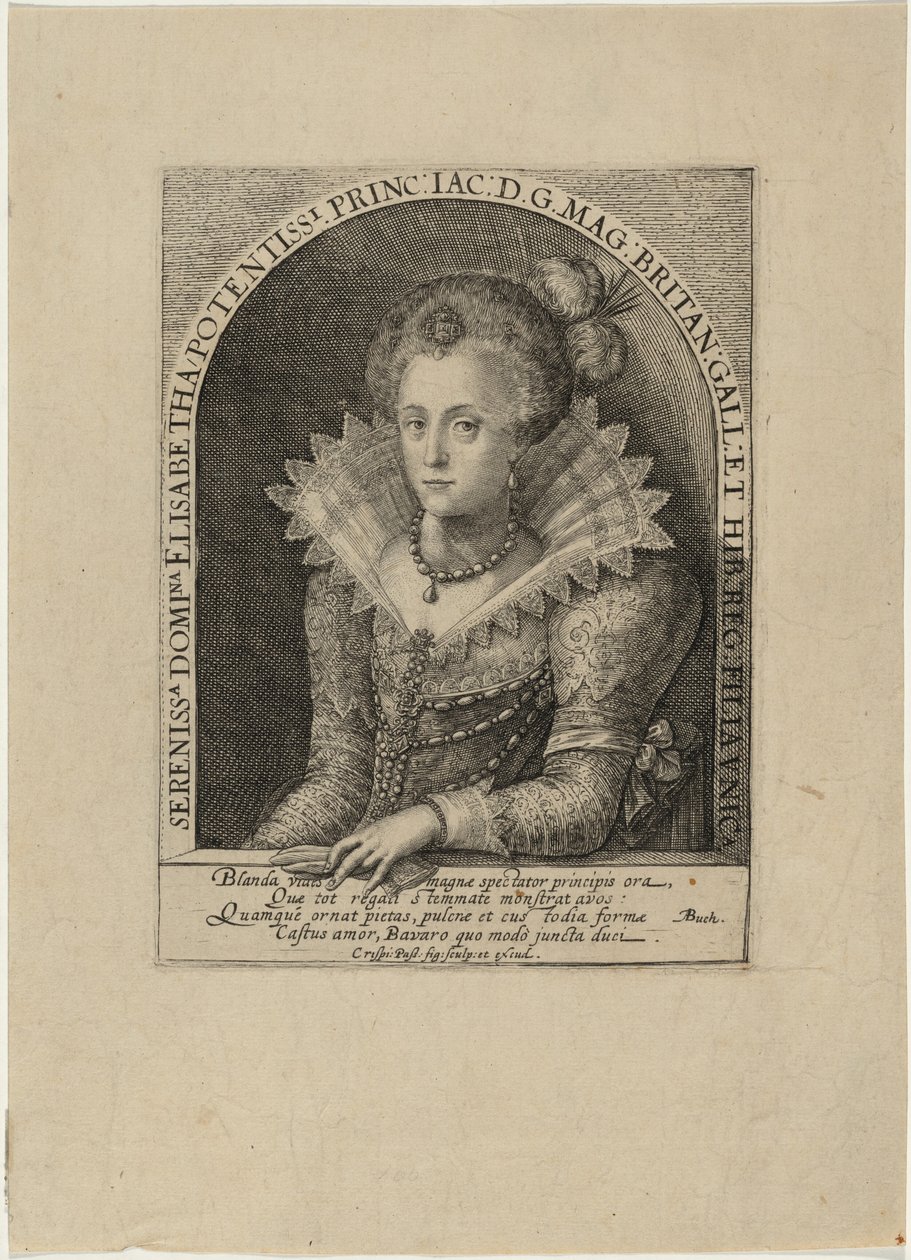 Isabel, princesa, esposa do eleitor palatino Frederico V, rei da Boémia de Crispijn van de Passe I