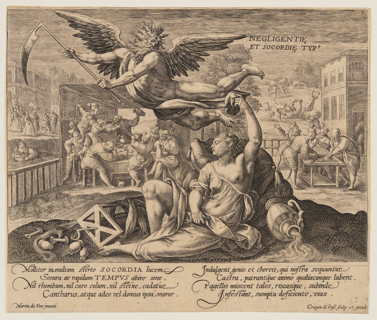 Negligentie et Socordie Typus, do Tempo com Virtudes e Vícios de Crispijn van de Passe I