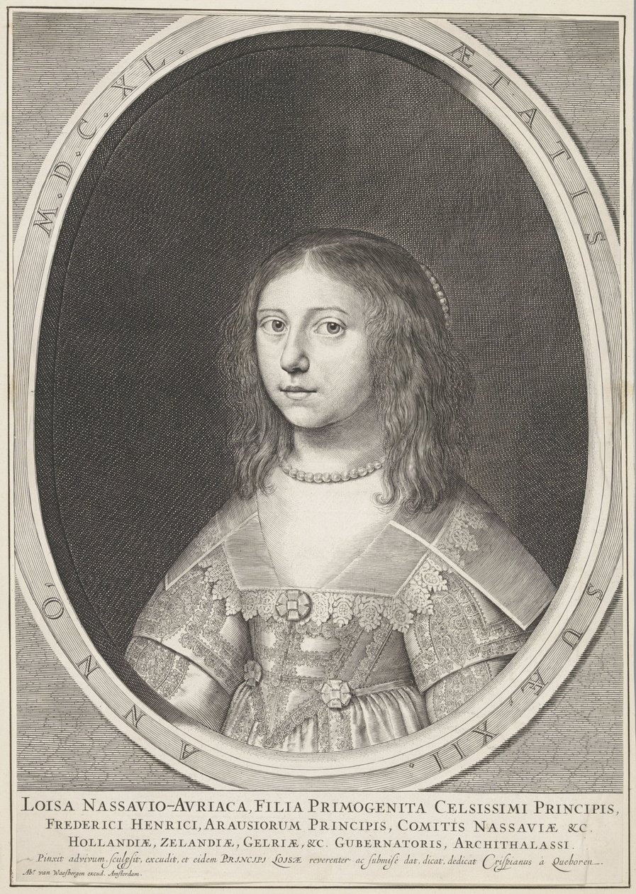 Retrato de Louise Henriëtte, Princesa de Orange, 12 anos de idade de Crispijn van den Queborn