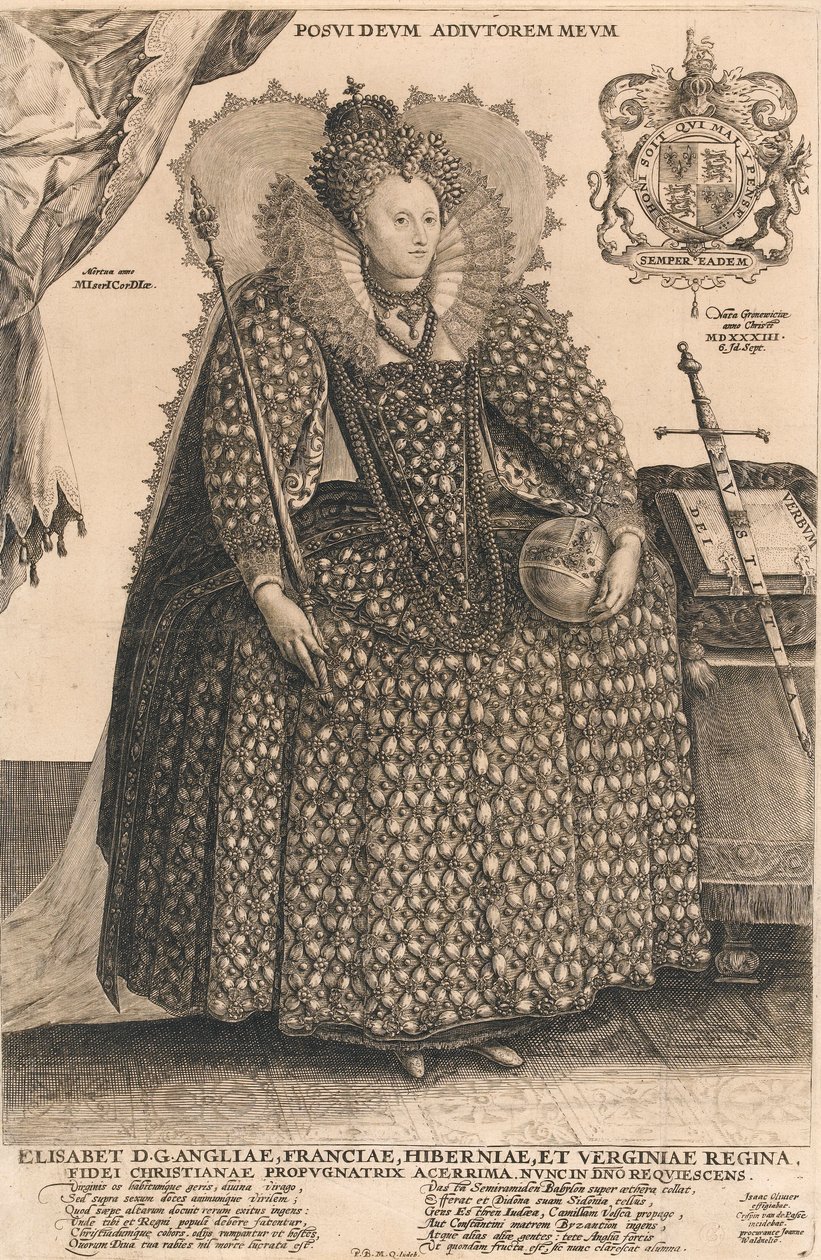 Elizabeth, Rainha de Inglaterra, c.1603 (gravura) de Crispin I de Passe