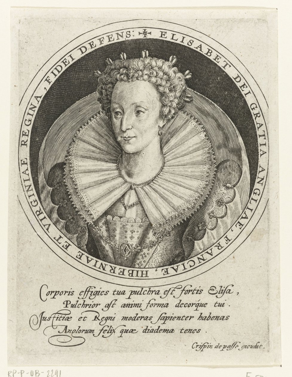 Retrato da Rainha Elizabeth I da Inglaterra de Crispin I de Passe
