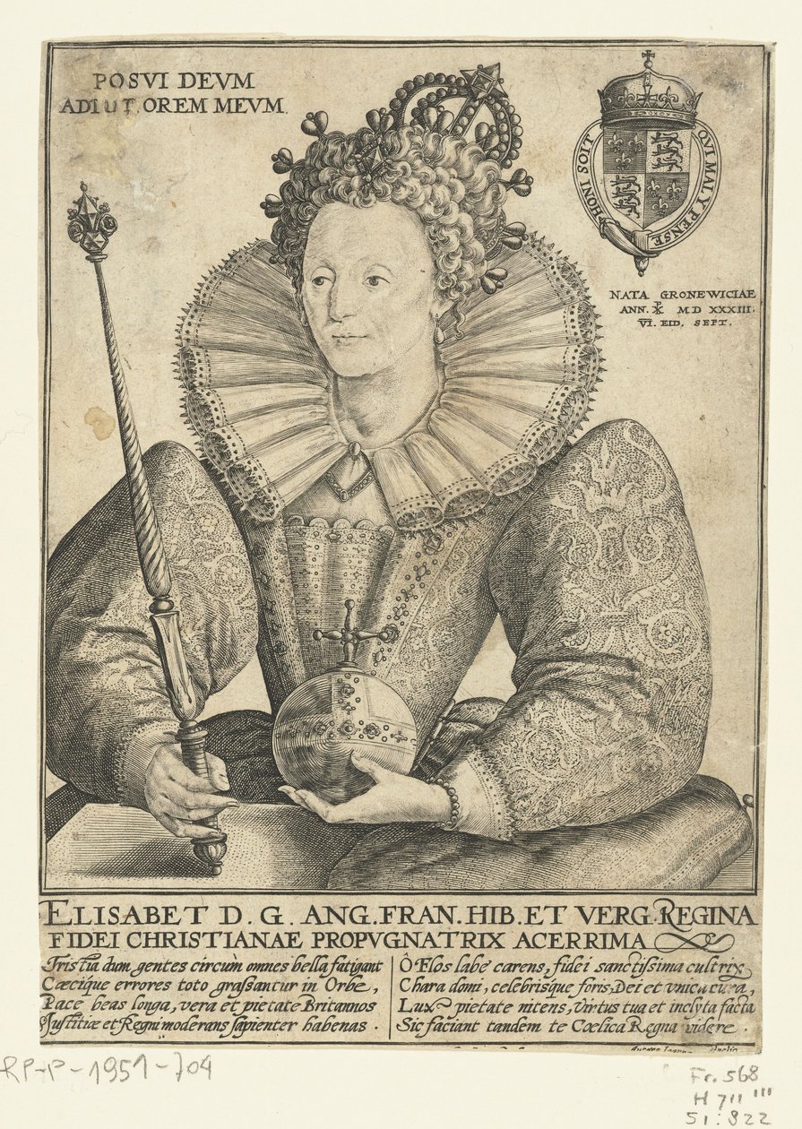 Retrato da rainha Elizabeth I da Inglaterra, 1592 de Crispin  Passe