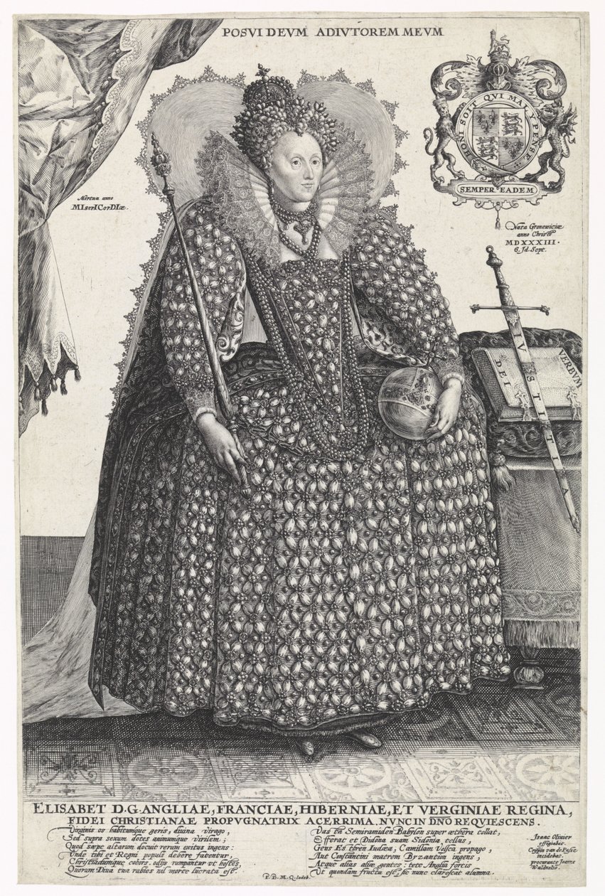 Retrato da rainha Elizabeth I da Inglaterra, c.1603 de Crispin  Passe