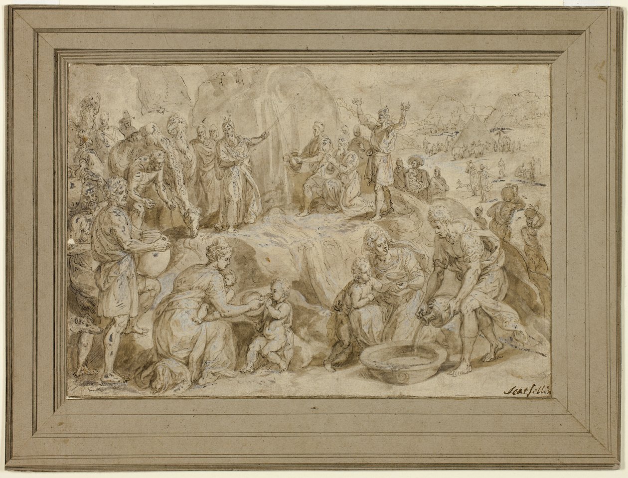 Moisés tira água da rocha de Crispin van den Broeck